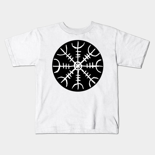 Helm of Awe (Ægishjálmur) round white Kids T-Shirt by MacSquiddles